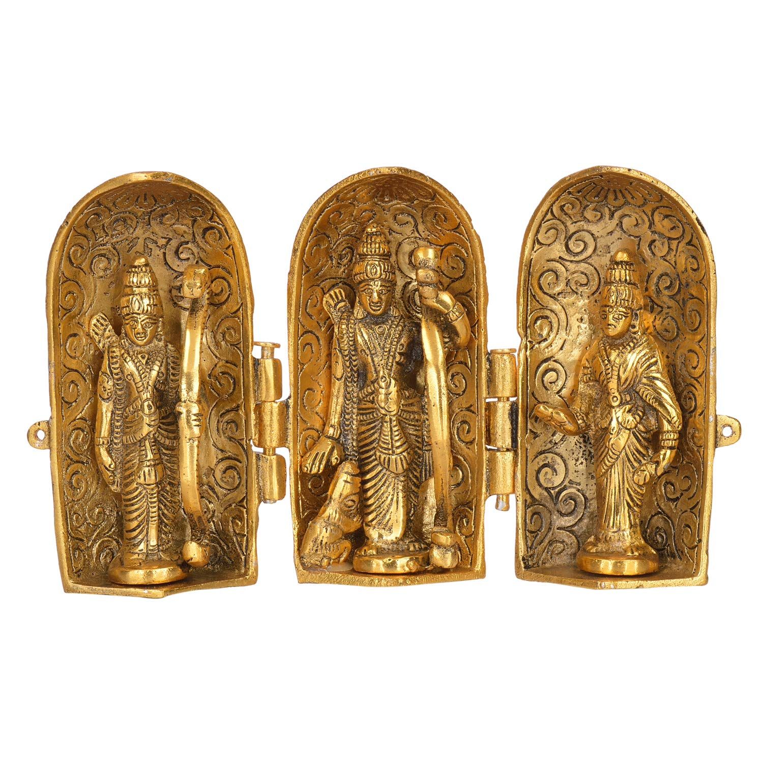 DreamKraft Antique Gold Plated Book Shape Ram Darbar Statue Idol Showpiece(14 cm x 10 cm, Gold)