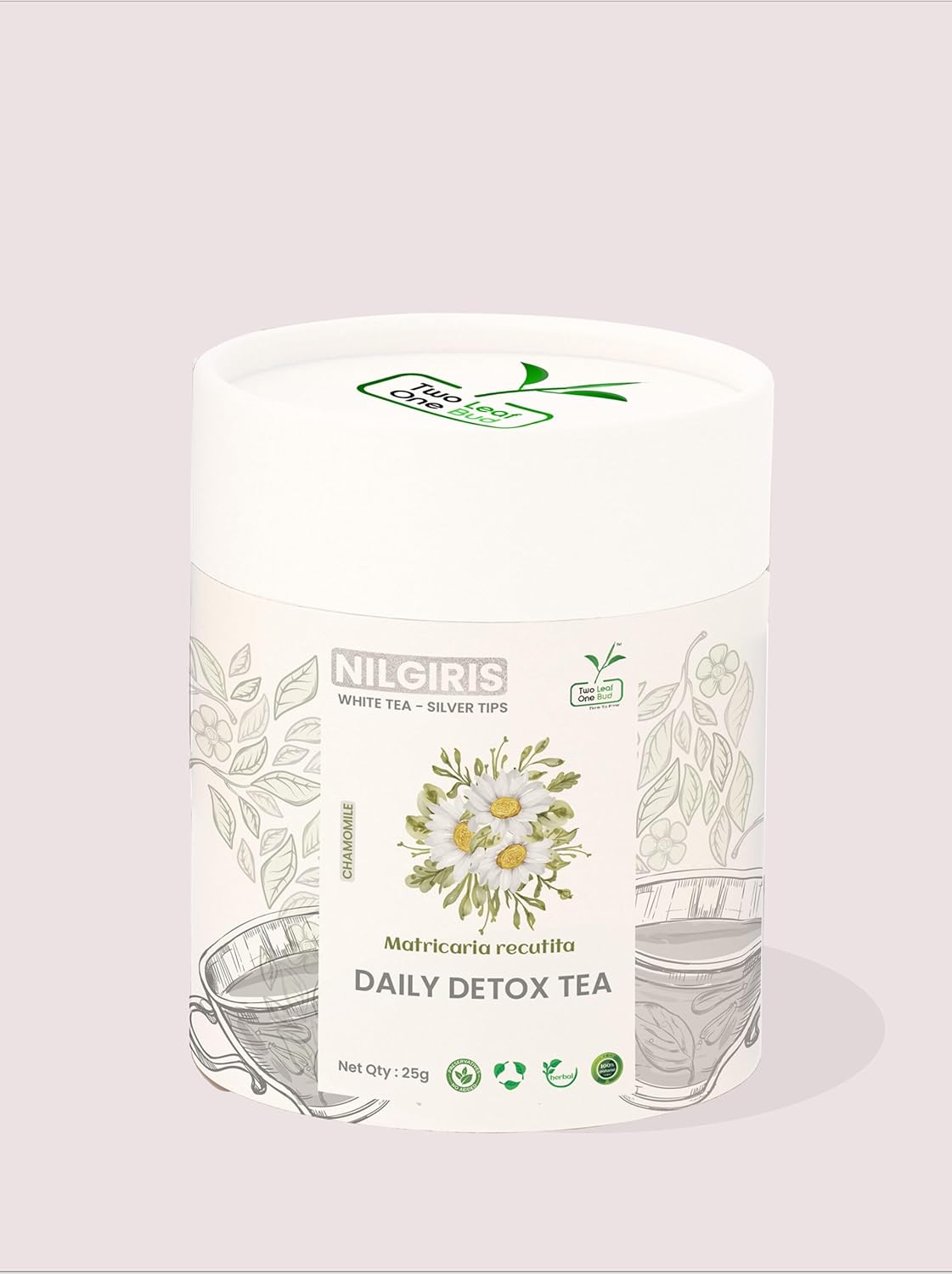 Two Leaf One Bud Nilgris White Tea - Silver Tips - Chamomile 25 Gms