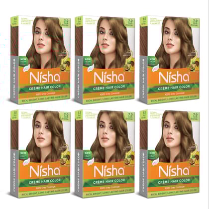 Nisha Creme Hair Color Dark Blonde 40g Pack of 6, Permanent Hair Colour for Women Men, 100% Grey Coverage