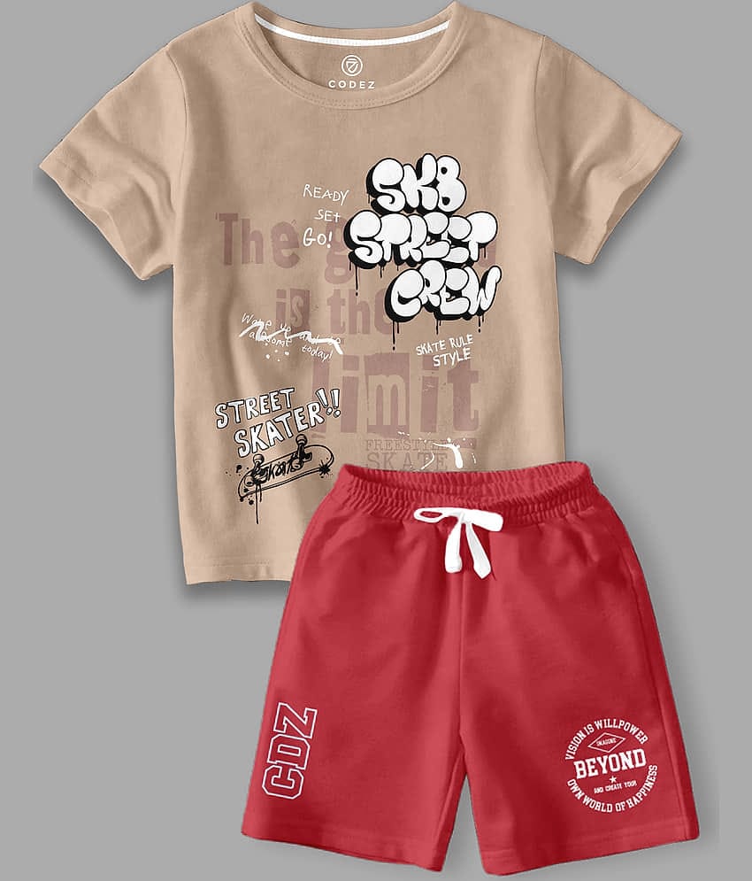 CODEZ Pack of 2 Boys Cotton Blend T-Shirt & Shorts Set ( Multicolor )