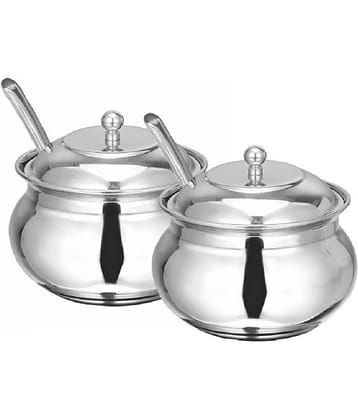 erum - ghee pot container Silver Steel Honey Container ( Set of 2 ) - 200 ml