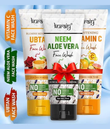 KURAIY Facial Cleanser Face Washing Remove Blackhead Face wash pack of 3