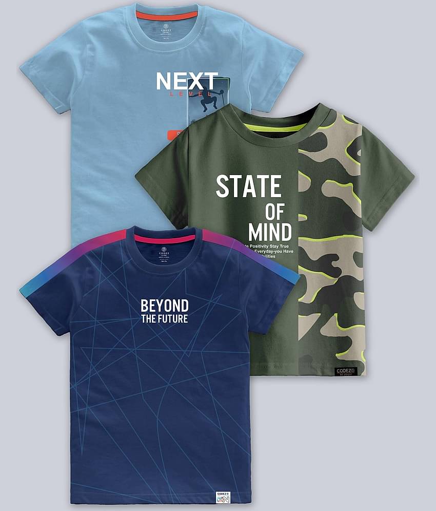 CODEZ Pack of 1 Boys Cotton Blend T-Shirt ( Multi Color )