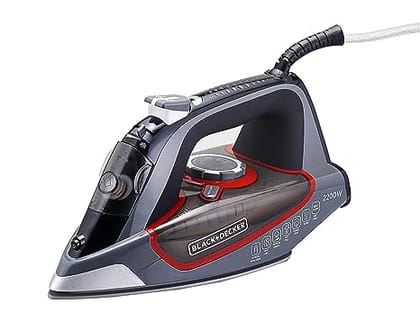 Black Plus Decker Steam Iron with Ceramic Sole Plate 2200W