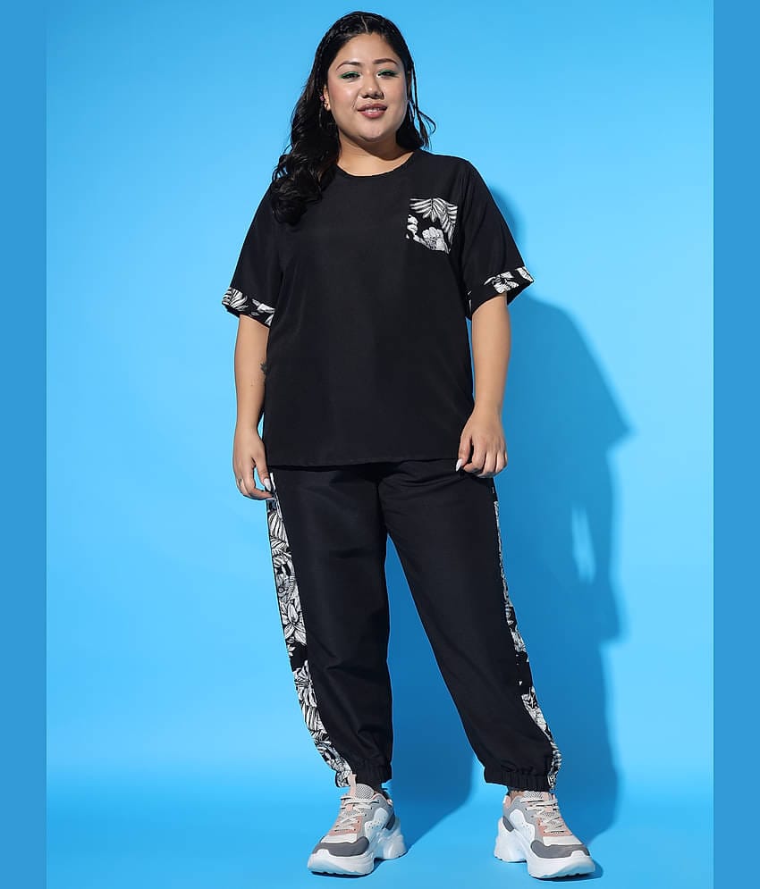 AUSTIVO Women Solid Top With Trousers Co-Ord Set ( Black )