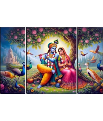 SNDArt Set Of 3 Radha Krishna Wall Paintings For Wall Decor Gift Items 12 x 18 inch