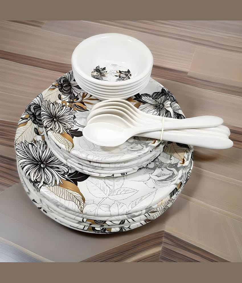 kitchrox Melamine Dinner Set pack Of 24 Multicolor Melamine Dinner Set ( Pack of 24 )