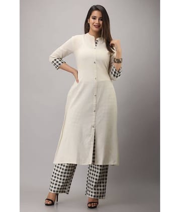 MAUKA Rayon Solid Kurti With Palazzo Women's Stitched Salwar Suit - White ( Pack of 1 )