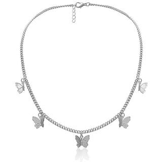 Butterfly Charm Necklace Silver Plated