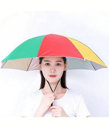 Infispace Headwear Cap Umbrella Multi Color Soft Durable, Adjustable Elastic, (21) Size Fits All Ages Plastic Hat Cap Umbrella for Kids, Men/Women and Adults Rain Protection Headwear Hat Umbrella (Multi) Pack of 1