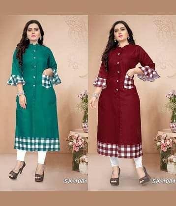 Lerkiza - Multicolor Cotton Women's Straight Kurti ( Pack of 2 )