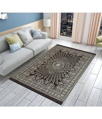 FURNISHING HUT Brown Cotton Carpet Abstract 5x7 Ft