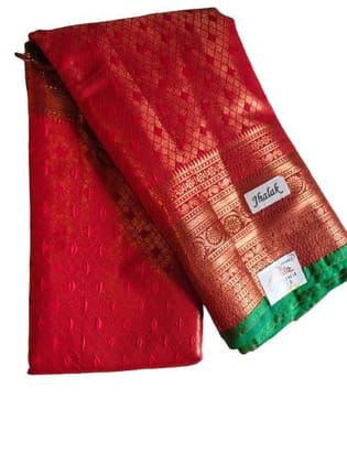 MOUSUMI SAREE Traditional Red Silk Saree