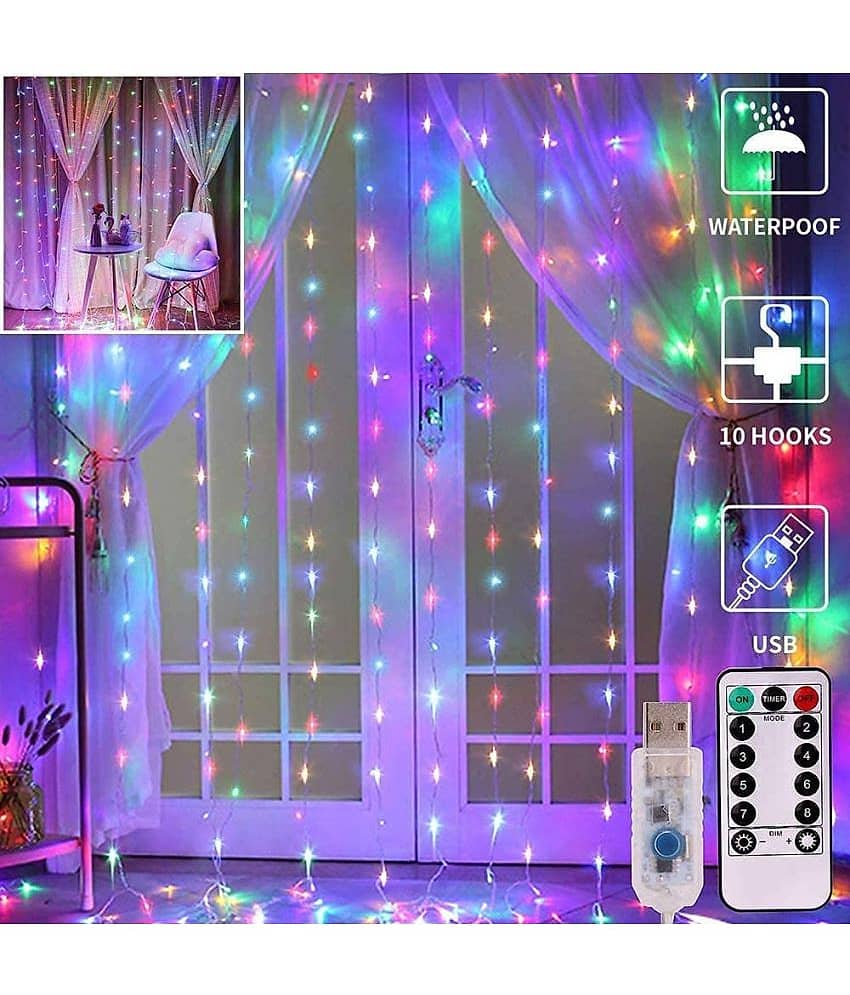 MIRADH - Multicolor 3Mtr Curtain String Light ( Pack of 1 )
