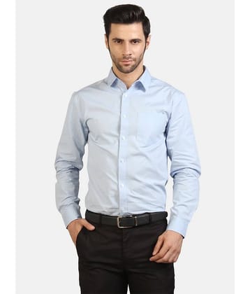Life Roads 100 Percent Cotton Blue Solids Party wear Shirt Single Pack