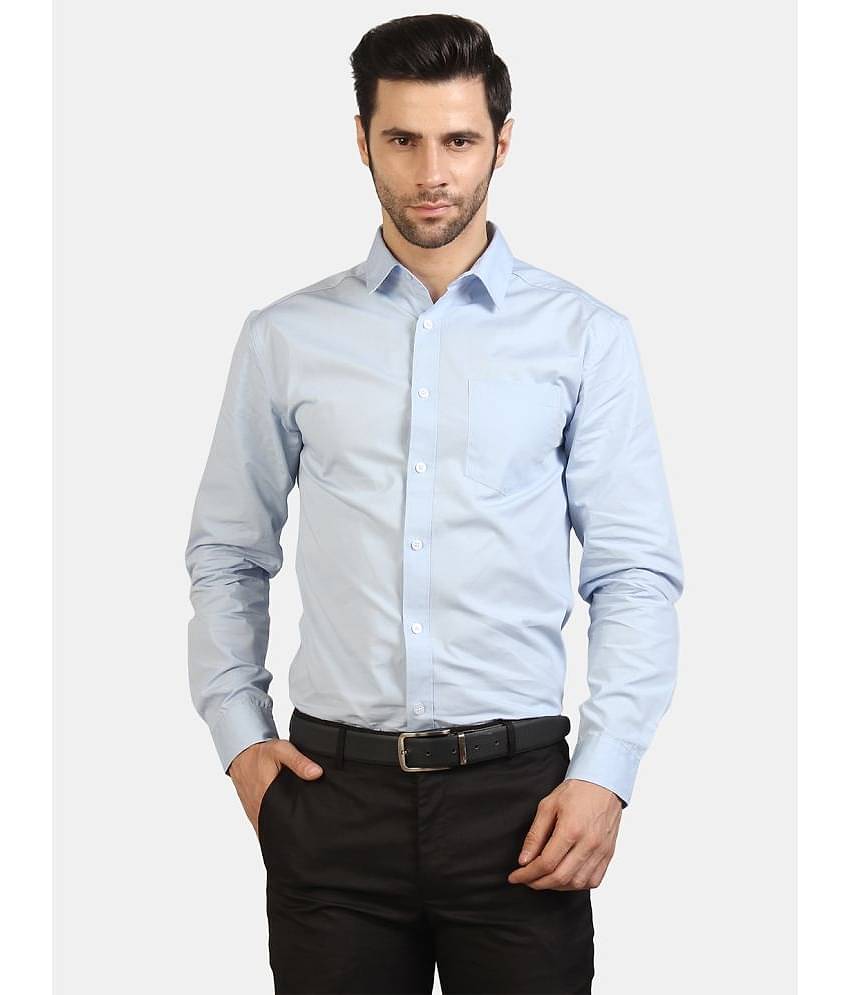 Life Roads 100 Percent Cotton Blue Solids Party wear Shirt Single Pack