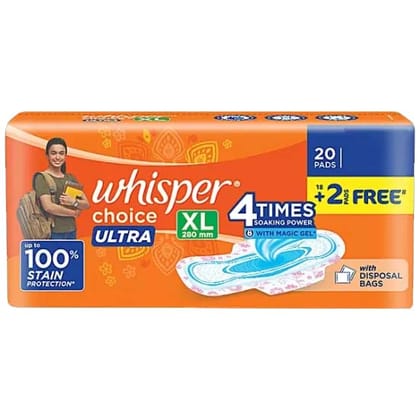Whisper Choice Ultra Xl, 20 Pads