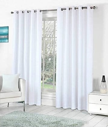 N2C Home Solid Semi-Transparent Eyelet Curtain 9 ft ( Pack of 2 ) - White