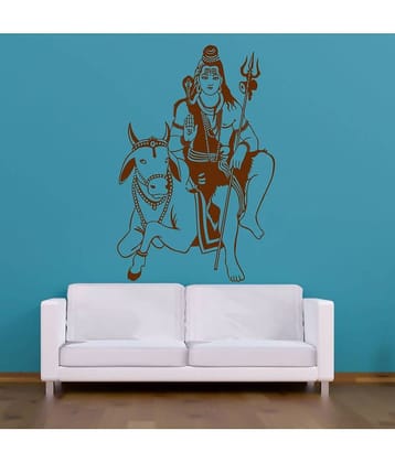 Decor Villa Shiv Sitting on Nandi PVC Wall Stickers
