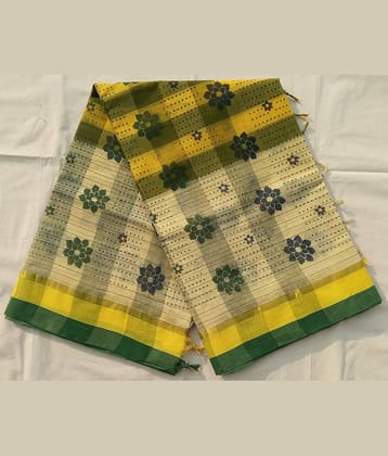 RAJ SAREE HOUSE Cotton Printed Saree Without Blouse Piece ( Green )