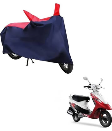 AutoRetail Dust Proof Two Wheeler Polyster Cover for TVS Scooty Pep + (Mirror Pocket, Red and Blue Color)
