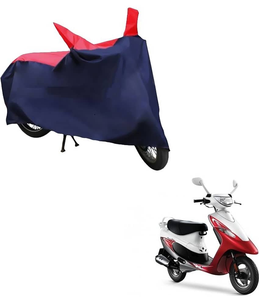 AutoRetail Dust Proof Two Wheeler Polyster Cover for TVS Scooty Pep + (Mirror Pocket, Red and Blue Color)