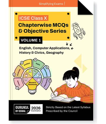 Gurukul By Oswal Chapterwise MCQs & Objective Series Vol I for ICSE 10 Exam 2026 -  Includes English, History & Civics, Geography, Computer
