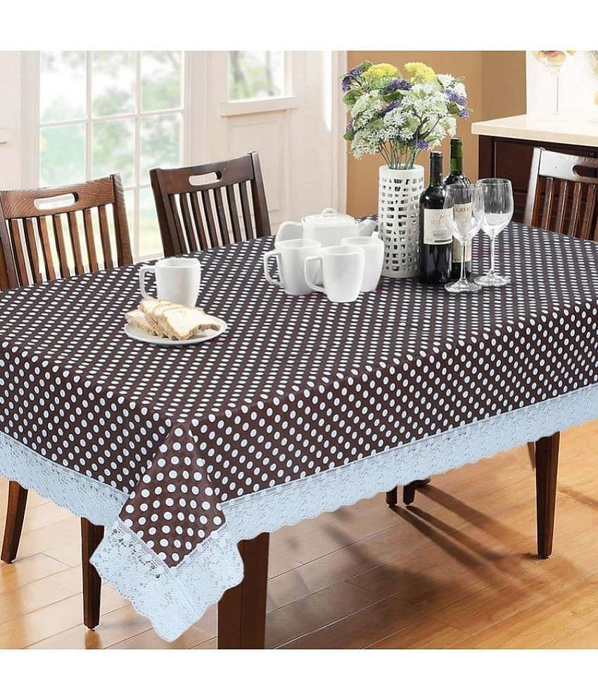 Printed PVC 6 Seater Rectangle Table Cover ( 228 x 152 ) cm Pack of 1 Brown