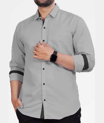 JEEVAAN - THE PERFECT FASHION Cotton Blend Regular Fit Solids Full Sleeves Men's Casual Shirt - Grey ( Pack of 1 )