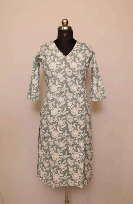 Cotton Collar Kurti With Sleeves