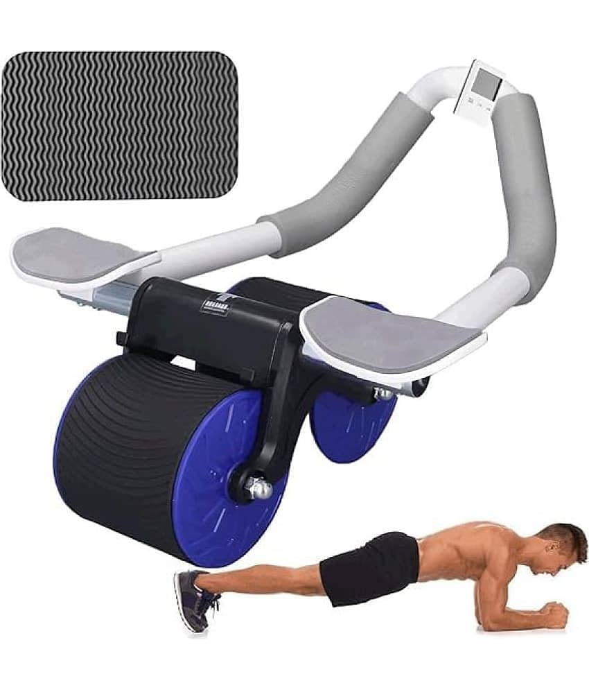 New Ab Roller Wheel, Automatic Rebound 2 In 1 For Abs Workout, Abdominal Fitness Wheel For Men Women, Dynamic Core Trainer Plank Exercise Wheels With Phone Stand For Home Gym Fitness (Blue) Pack of 1