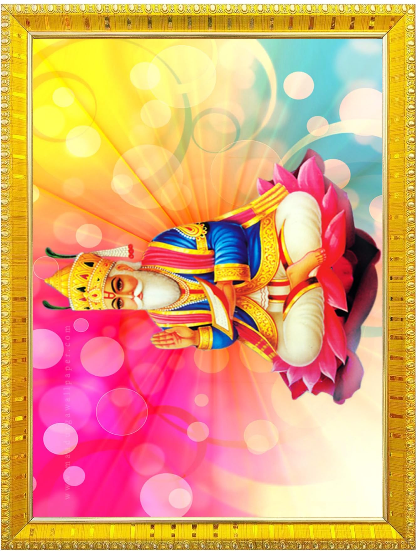 NOKKES Jhulelal Vishnu Avtar UDERO LAL sindhi god Golden 5X7 Inch Photo Frame_AQW13