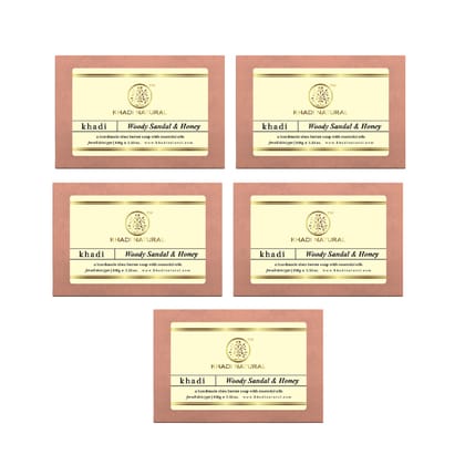 Khadi Natural Woody Sandal & Honey Soap Combo Pack Of 5 – 100gm Each