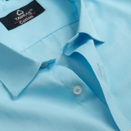 Blue Color Mercerised Cotton Shirt For Men's-M (38 Inch) (97 CM) / Half