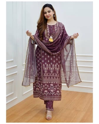 Maroon Muslin Soft Kurti Set Pant with Dupatta-M-38
