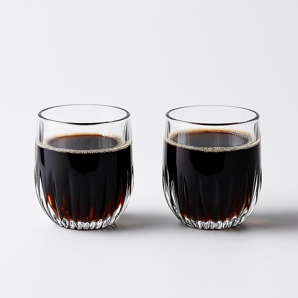 Crystal Clear Glass Whiskey Glasses Cocktail Glass, Stemless Wine Glass for Red and White Wine (280ML)