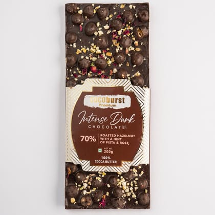 70% Intense Dark Chocolate 30% Hazelnut & Pista - 50g/100g/200g-200g