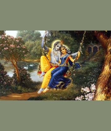 Asmi Collection Swinging Radha Krishna Self Adhesive Wall Sticker ( 40 x 60 cms )