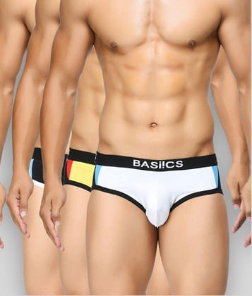 BASIICS By La Intimo - White 100% Cotton Mens Briefs ( Pack of 3 ) - S