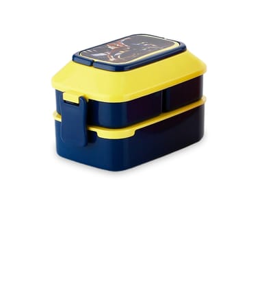 Double Decker Lunch Box Dimazo |3 Compartment With 2 Spoon |Airtight Transparent Lid |Use For Kids
