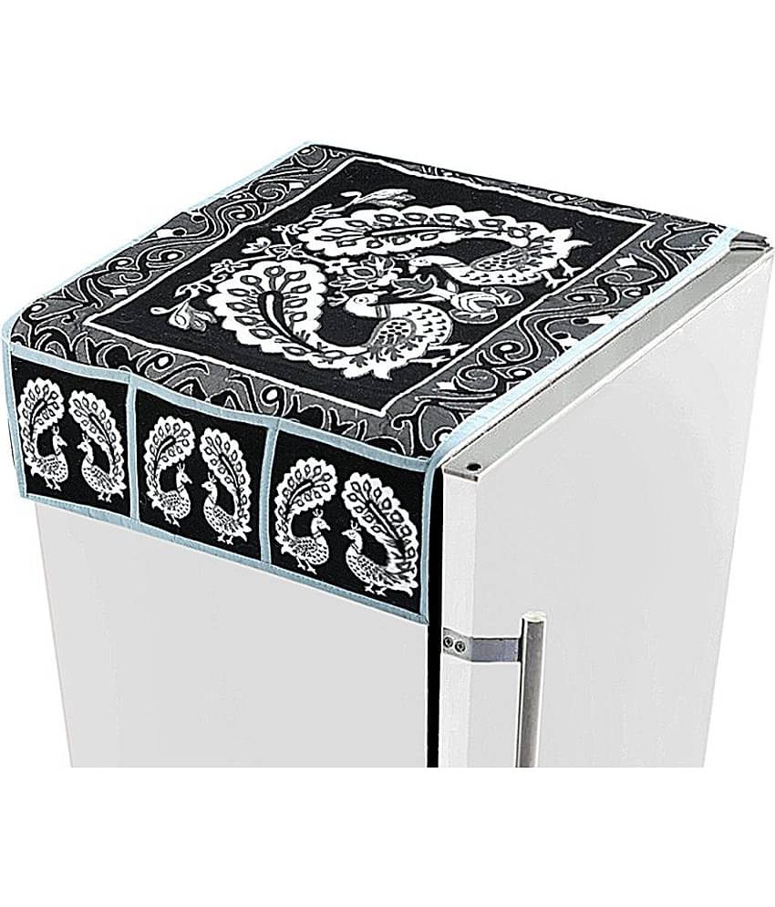 E-Retailer - Black Polyester Blend Fridge  Top Cover (Pack of 1)
