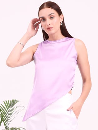 Women's European Satin Sleeveless A Symmetric Top-M
