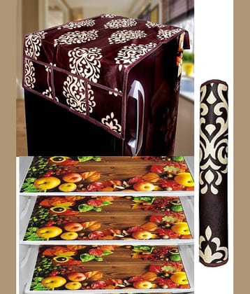 THE LION'S SHARE PVC Floral Fridge Mat & Cover ( 42 30 ) Pack of 5 - Green