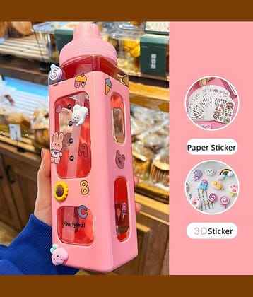 SARVASHVA TRENDS Cartoon water bottle for kids, kawaii water bottle Multicolour Plastic Water Bottle 700 mL ( Set of 1 )