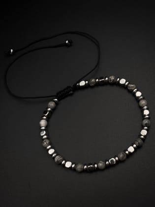 Shades of beads Grey Beaded Bracelet- Adjustable Size