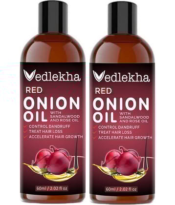 Vedlekha RED ONION OIL- Anti Hair Fall & , Hair Growth- 120 mL Pack of 2