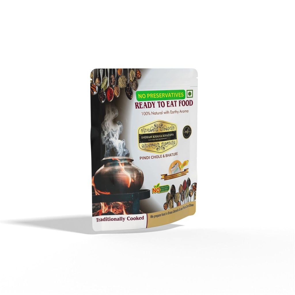 Chole & Bhature | No Added Preservative and Colours | Serve Hot Anytime Anywhere with our Flameless Food Heater inside the Pack. | Indian Tasty Flavour