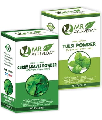 MR Ayurveda Curry Leaves Powder &  Tulsi Powder Hair Scalp Treatment 200 g Pack of 2