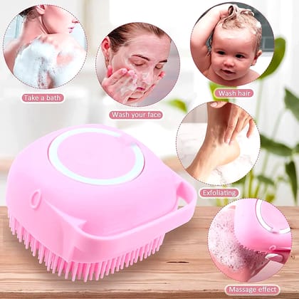 Silicone Massage Bath Body Brush Soft Bristle With Shampoo Dispenser  by Ruhi Import Store