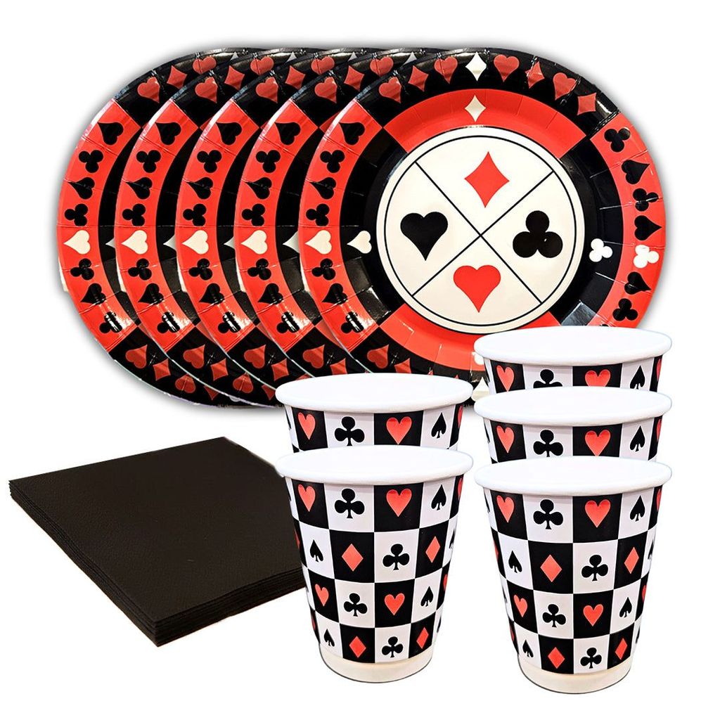 Card Party Theme Tableware Set w/ Plates, Cups & Napkins - 40PC - Party and Festive Needs | Buy online on ZillyBuy